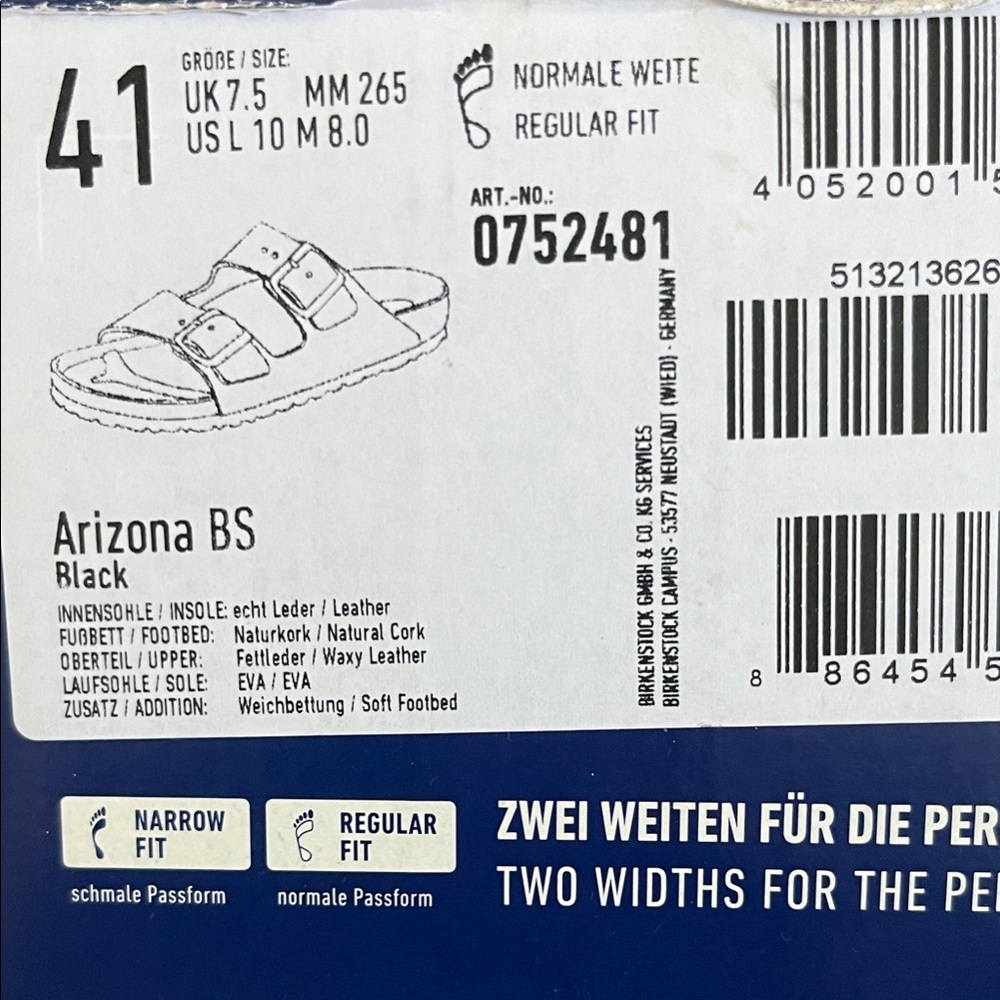 Birkenstock Arizona BS Black Slides like new 41 - Picture 7 of 7